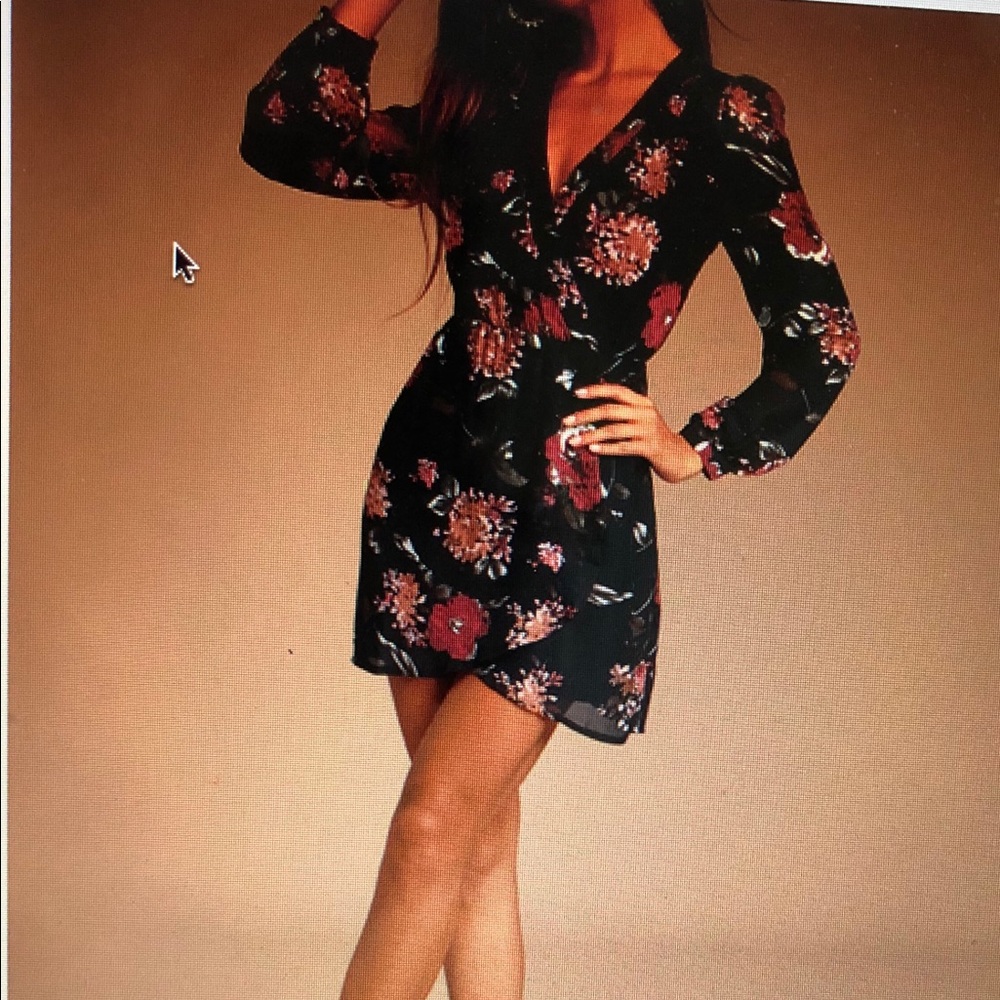 Navy Floral Print Dress